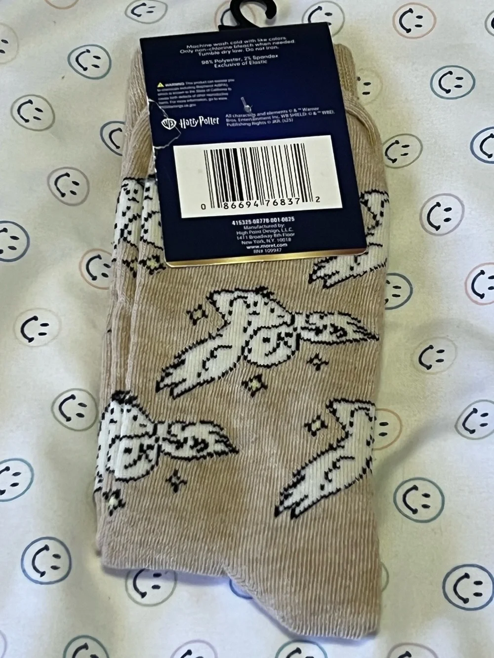 🦉NWT Harry Potter Hedwig Branded Socks Fits Shoe Sz 6.5-12